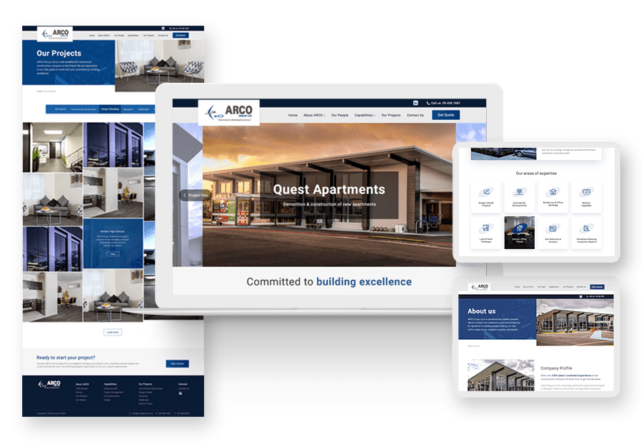 Sasertu created the website for construction company ARCO to present their services